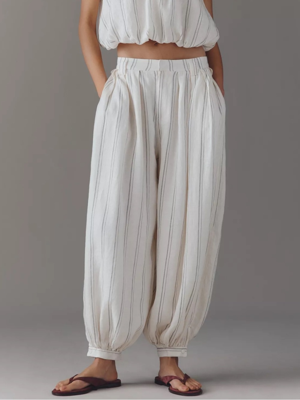 New By Anthropologie Modern Genie Linen Balloon Trousers Size 2